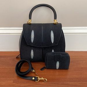 Black Stingray Purse, Leather Satchel, Handbag and Wallet
